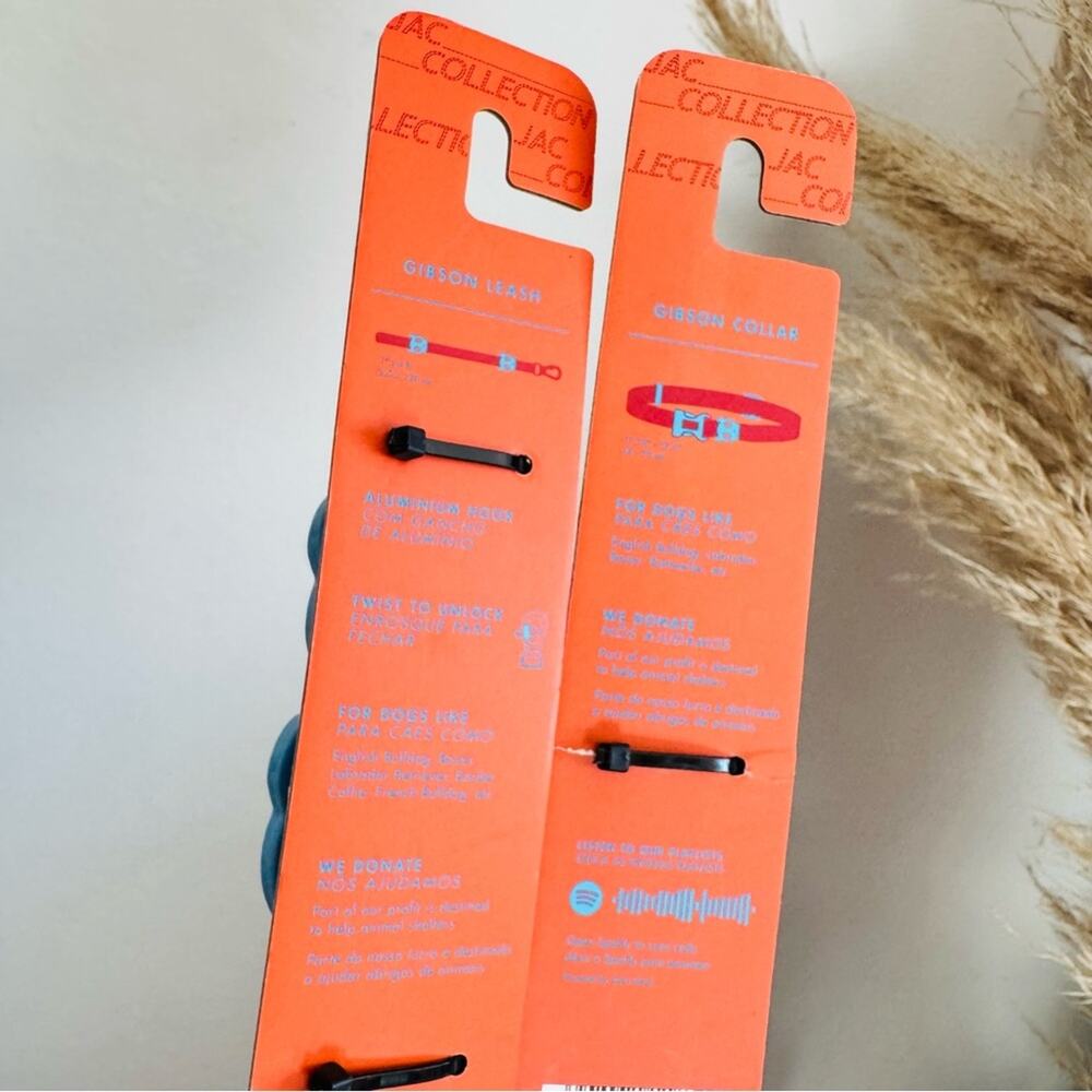 NEW GIBSON Orange Red Blue Large Dog Adjustable $85 Collar Leash 4 Ft Gift Set - Picture 8 of 14